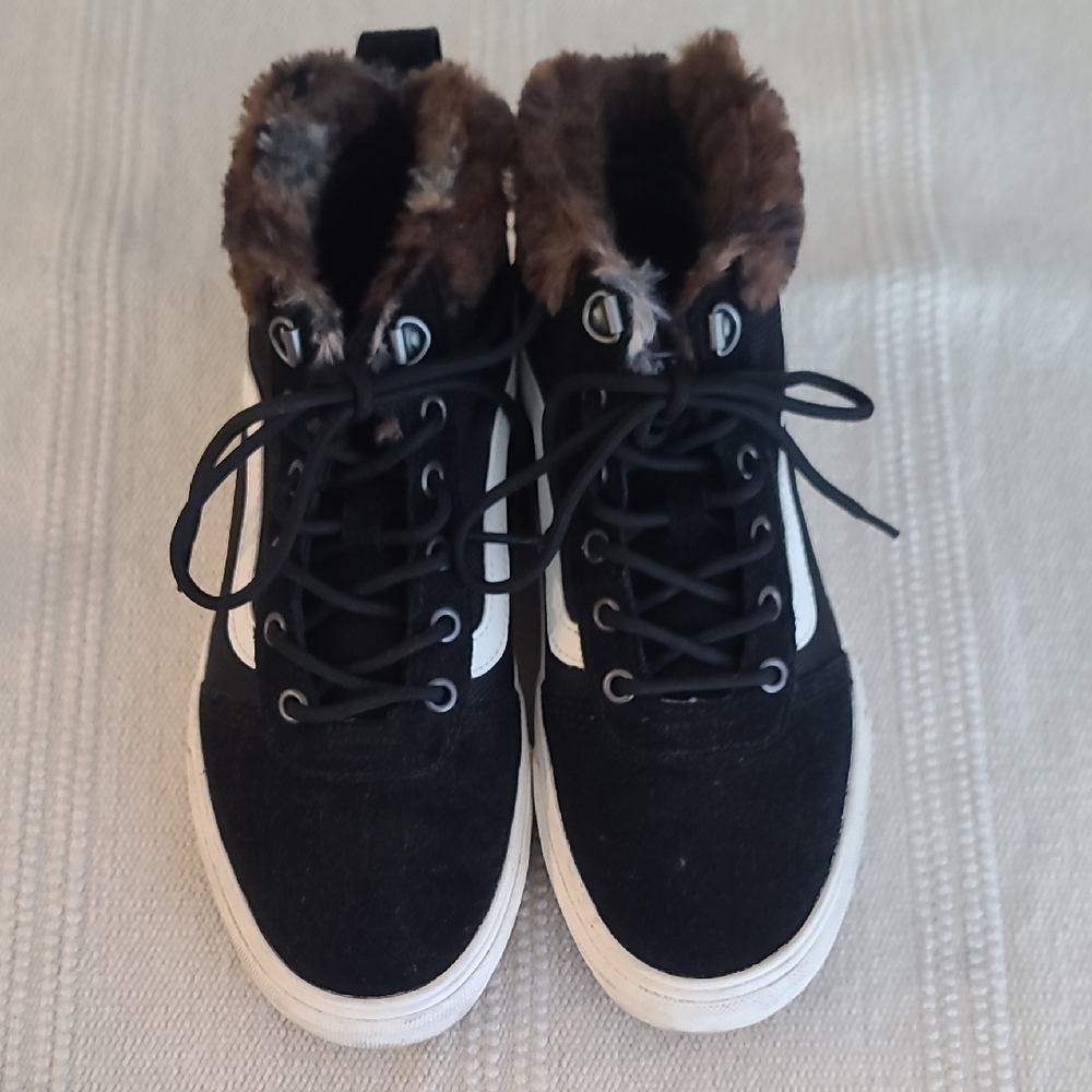 Kids Black and White High-Top Sneakers